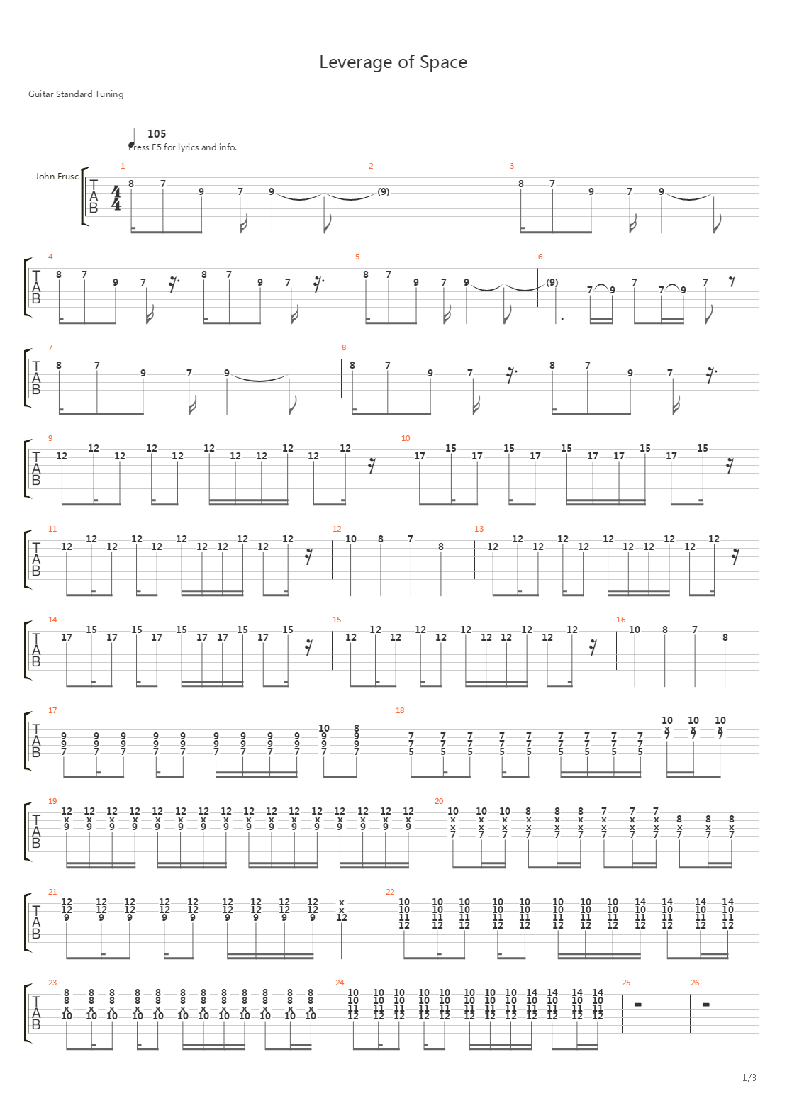 Leverage Of Space吉他谱