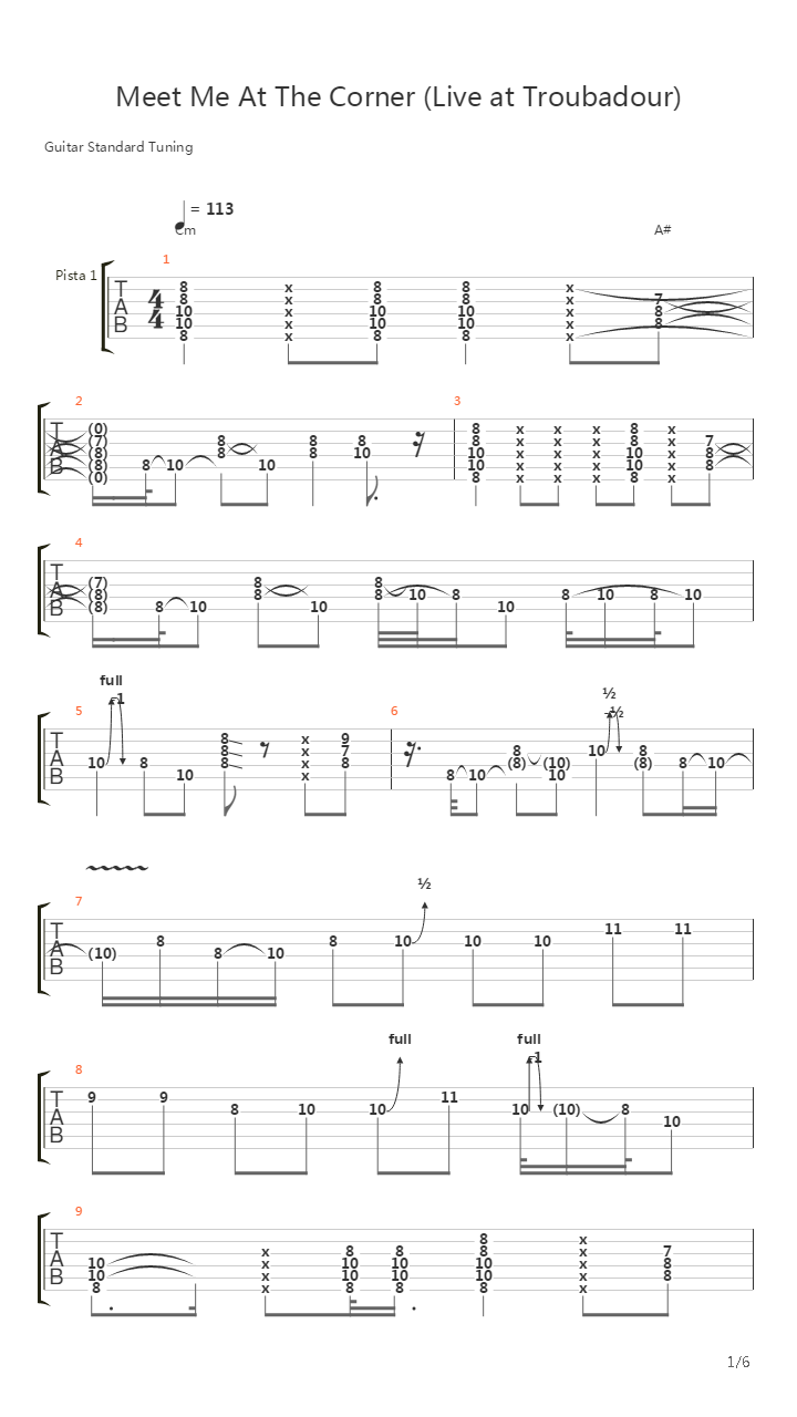 Meet Me At The Corner吉他谱