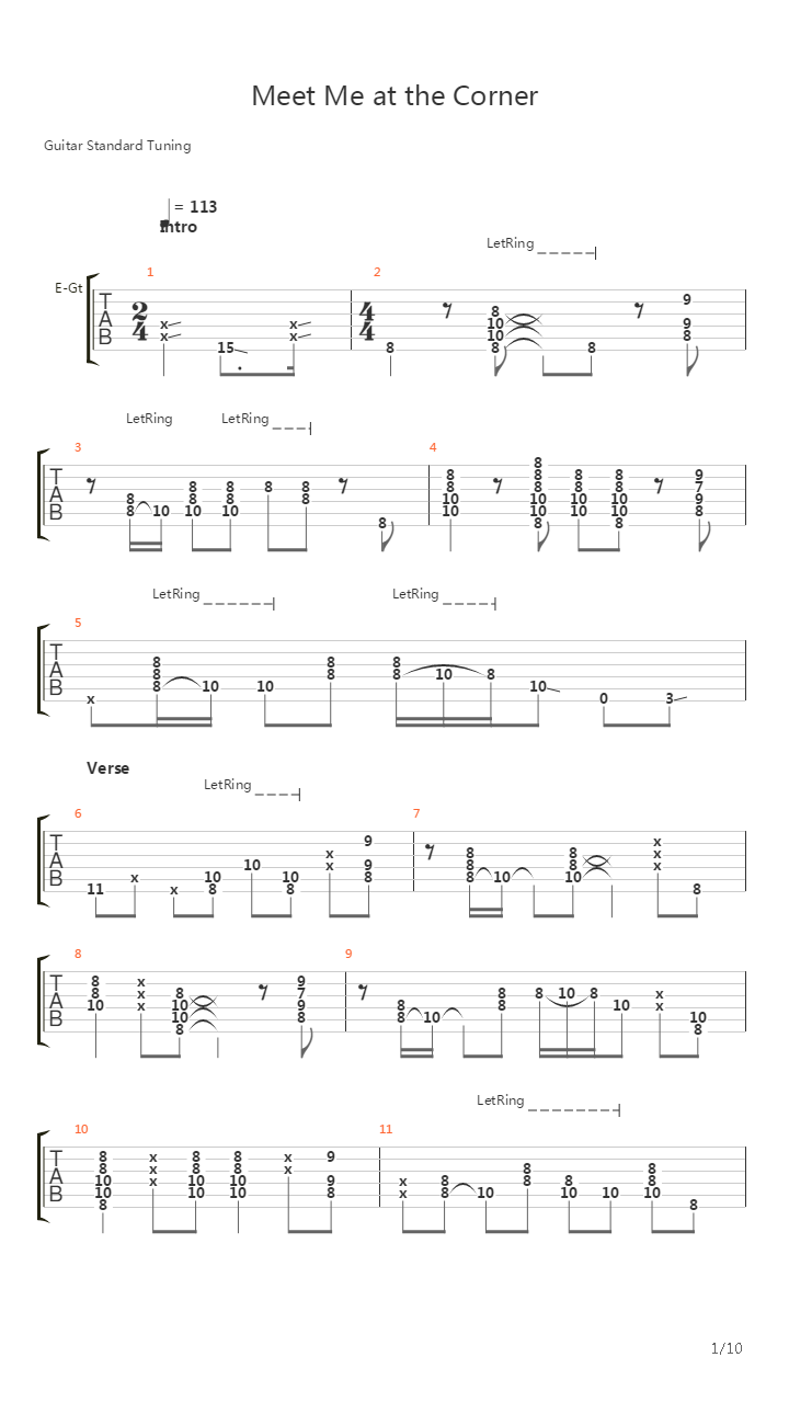 Meet Me At The Corner吉他谱