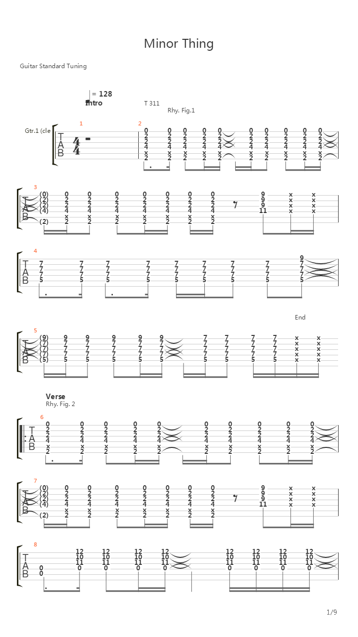 Minor Thing吉他谱