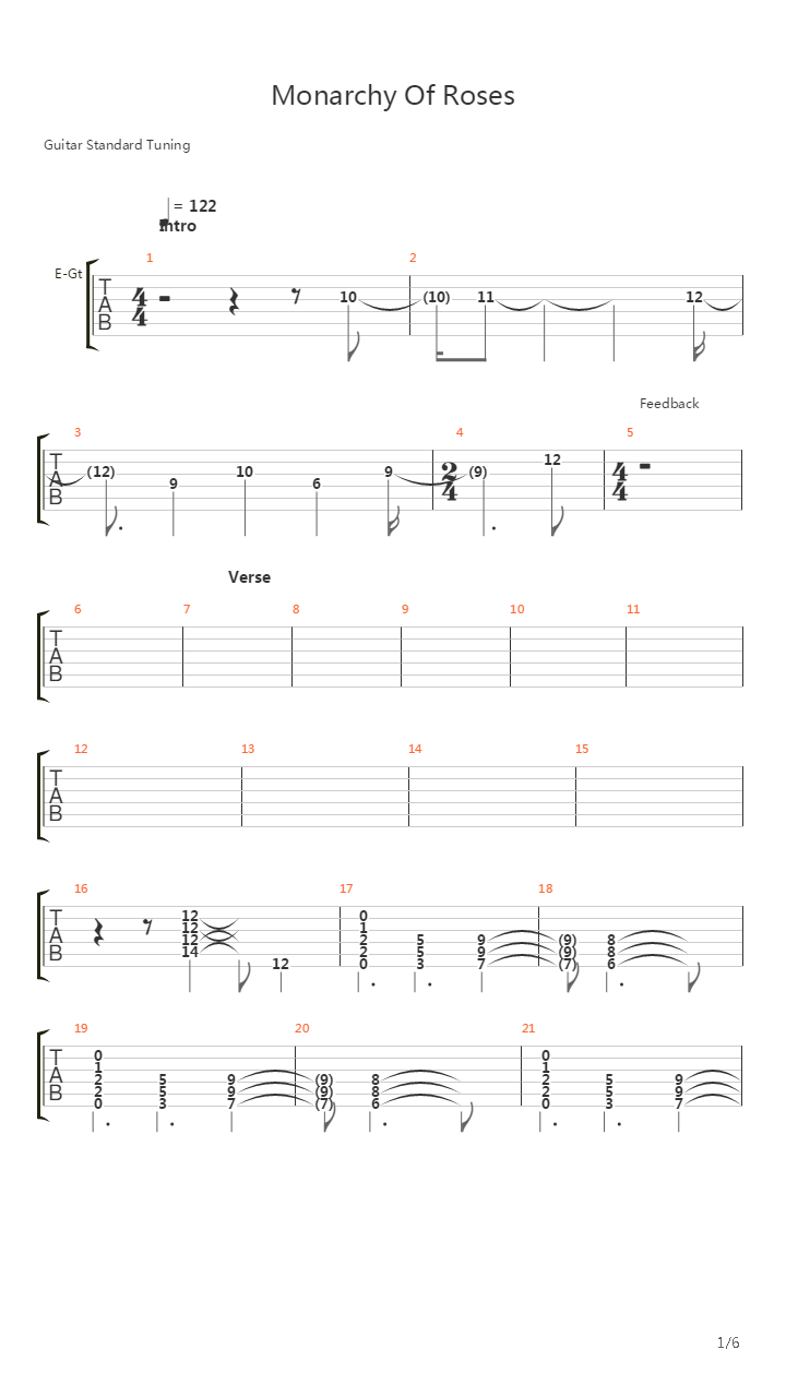 Monarchy Of Roses吉他谱