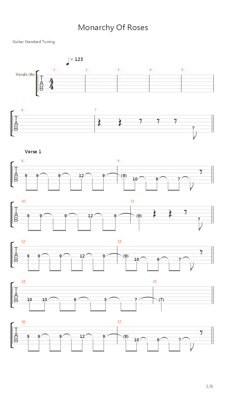 Monarchy Of Roses吉他谱