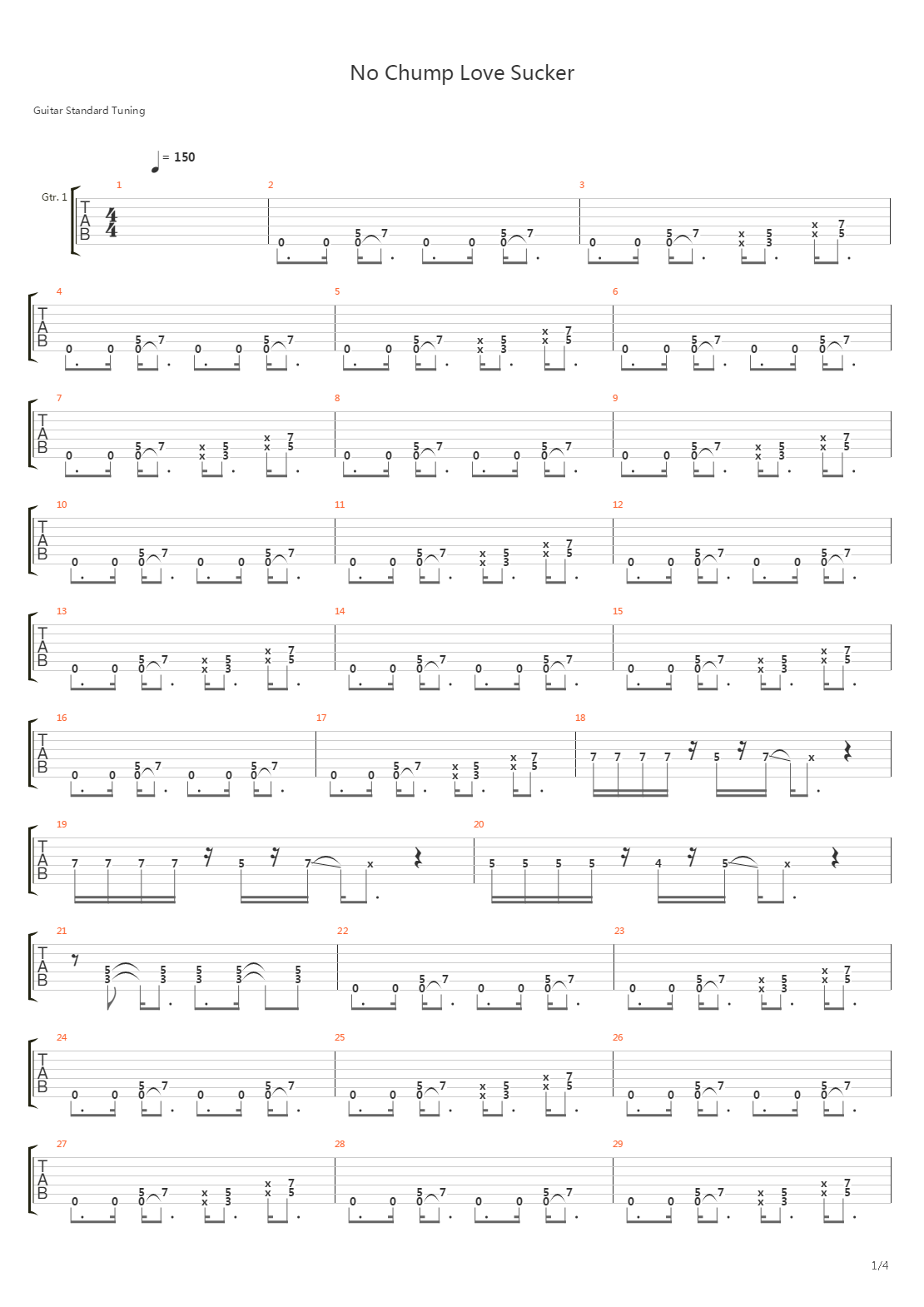 No Chump Love Sucker吉他谱