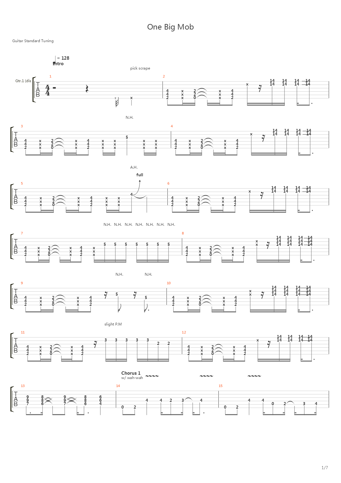 One Big Mob吉他谱