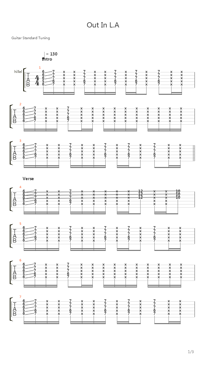 Out In La吉他谱