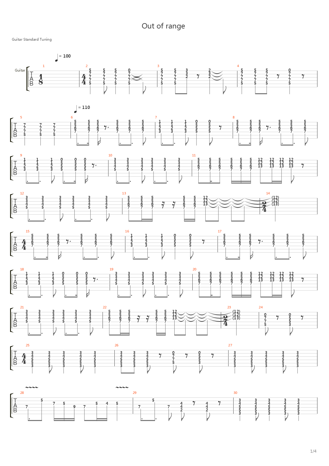 Out Of Range吉他谱