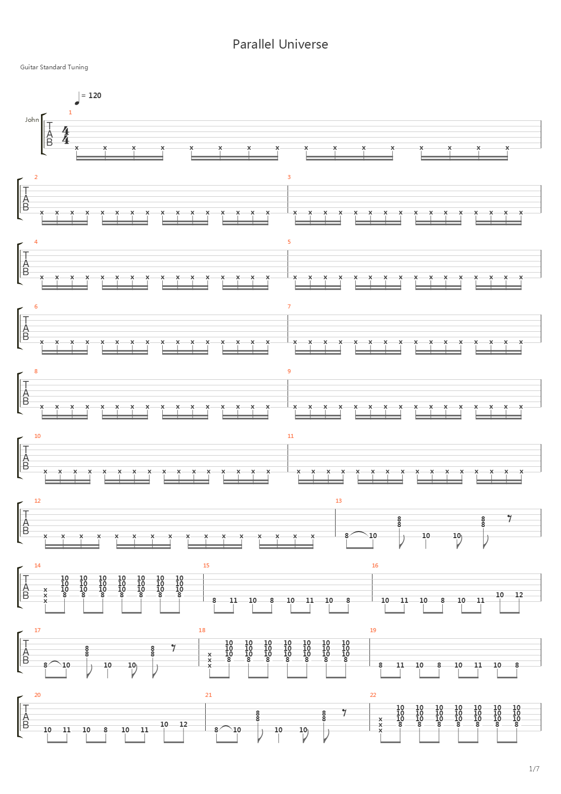 Parallel Universe吉他谱