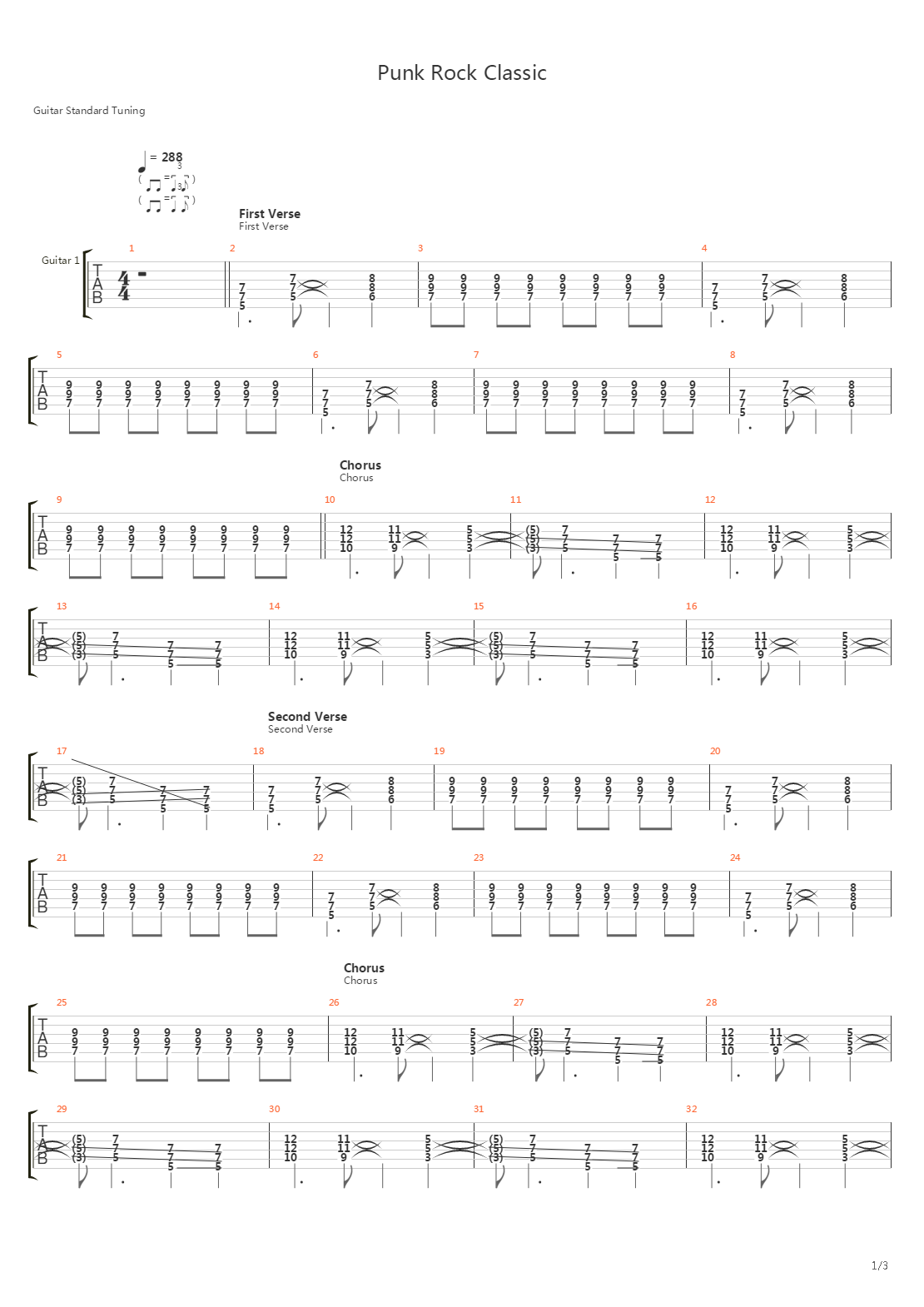 Punk Rock Classic吉他谱