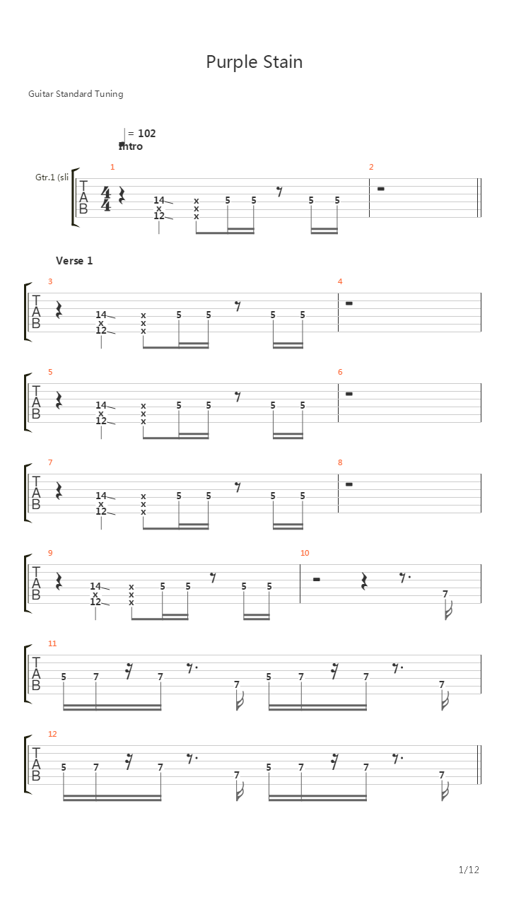 Purple Stain吉他谱
