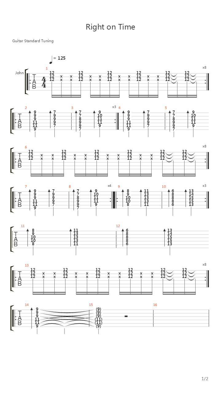 Right On Time吉他谱