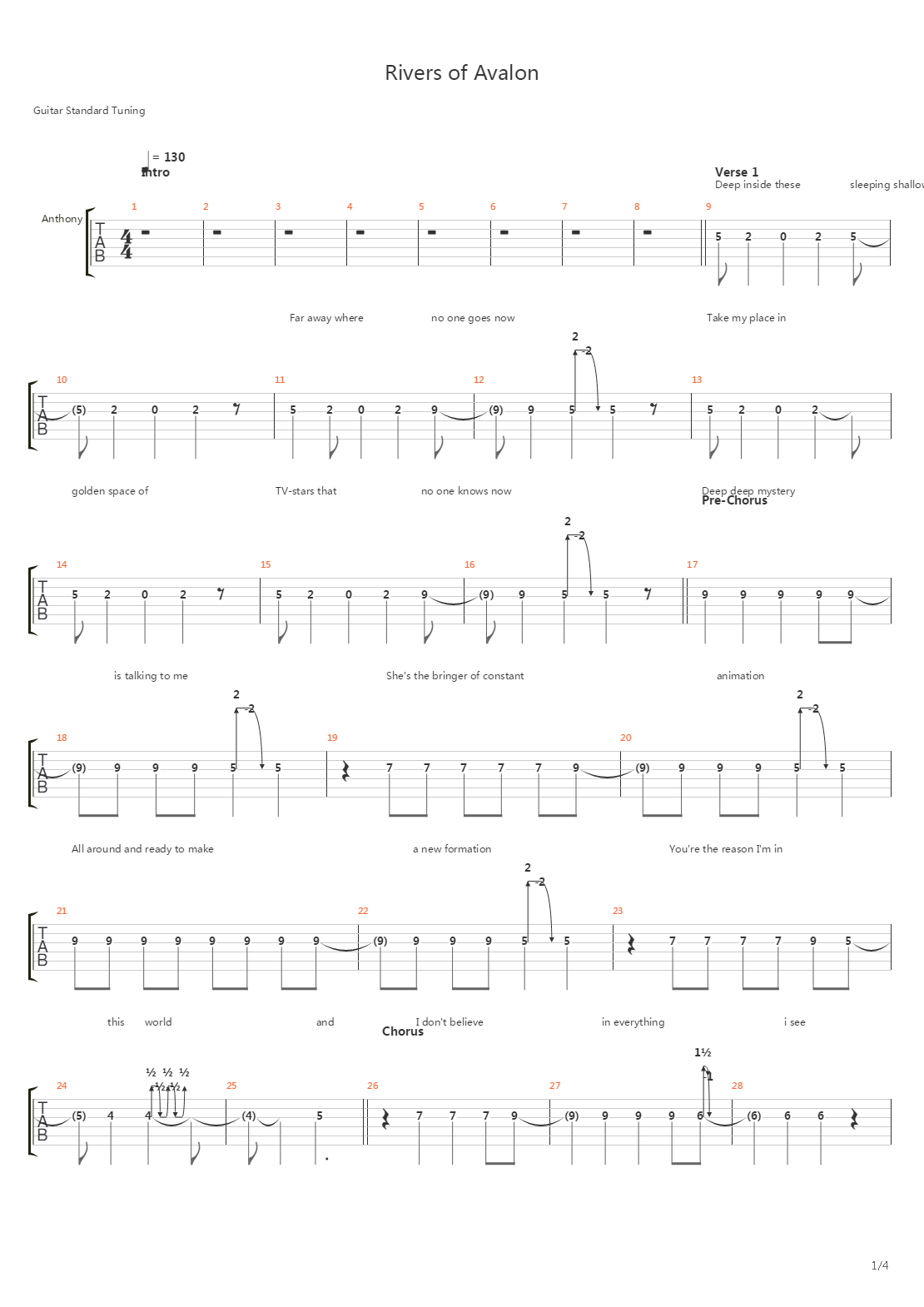 Rivers Of Avalon吉他谱