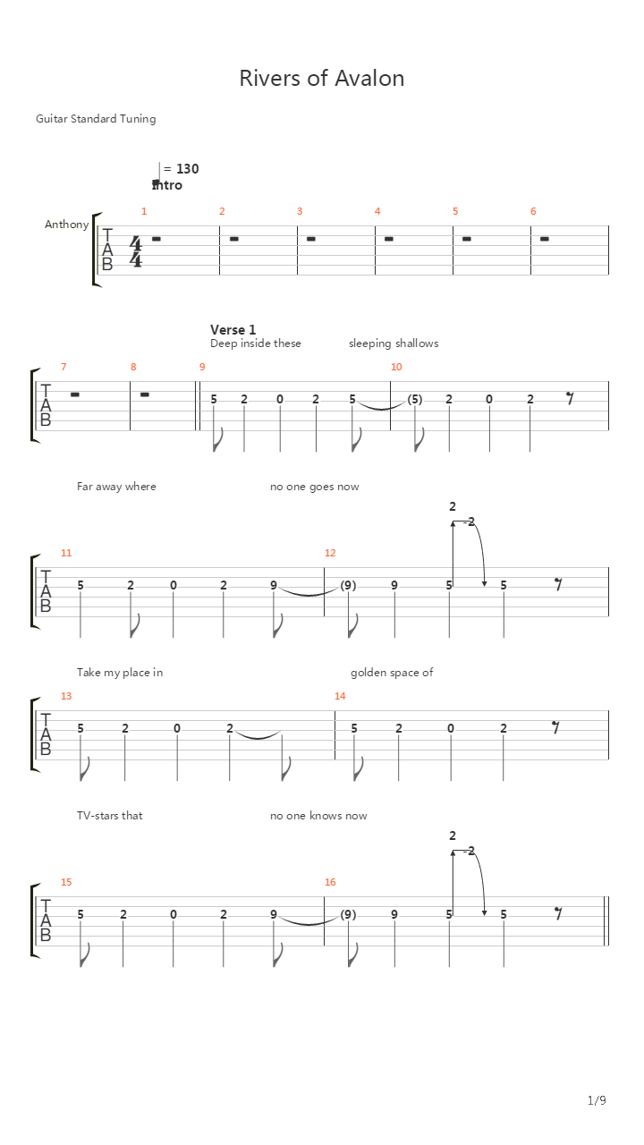 Rivers Of Avalon吉他谱