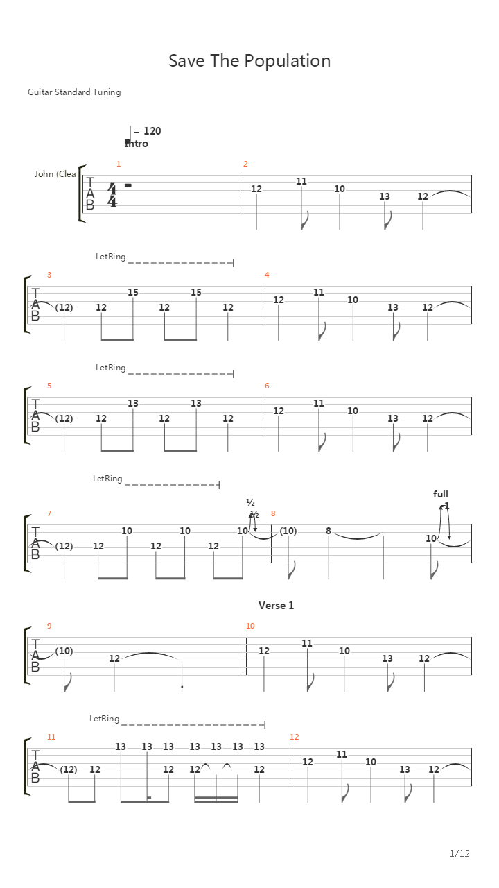 Save The Population吉他谱