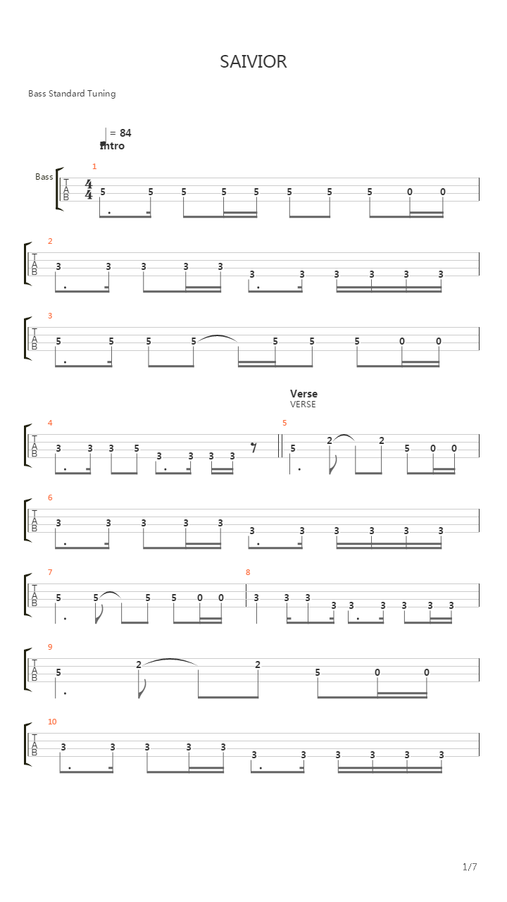 Saviour吉他谱