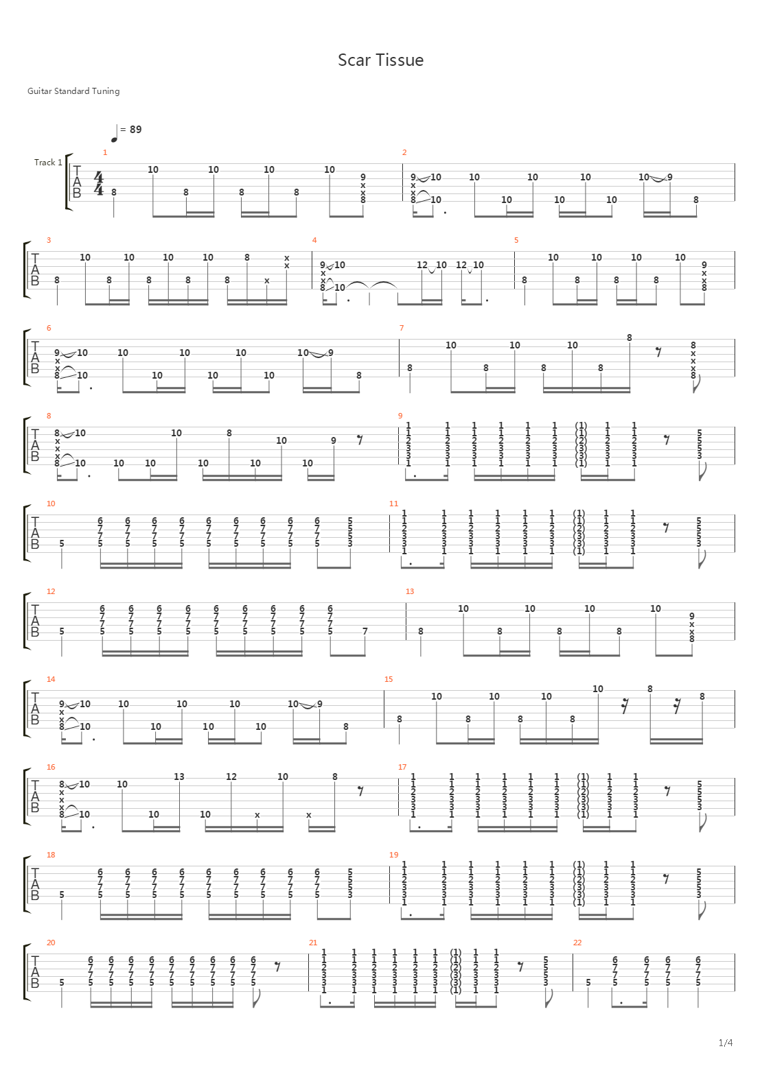 Scar Tissue吉他谱