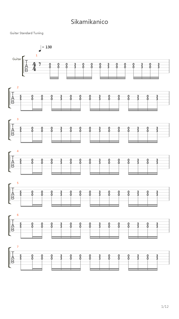 Sikamikanico吉他谱
