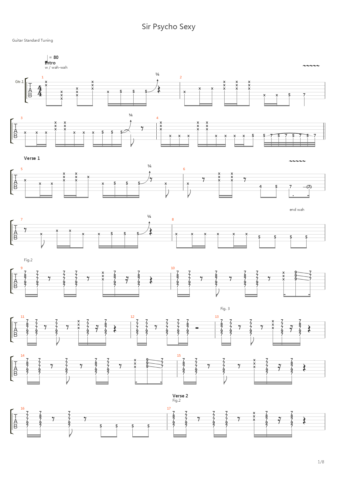 Sir Psycho Sexy吉他谱