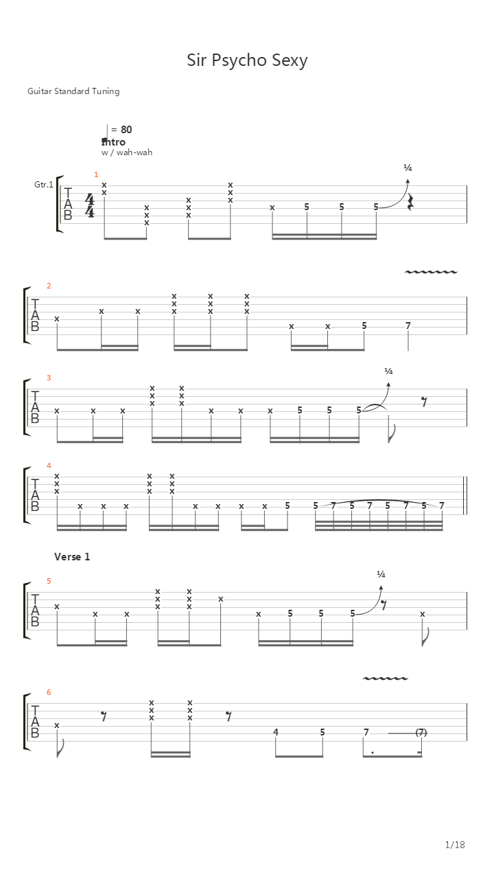Sir Psycho Sexy吉他谱