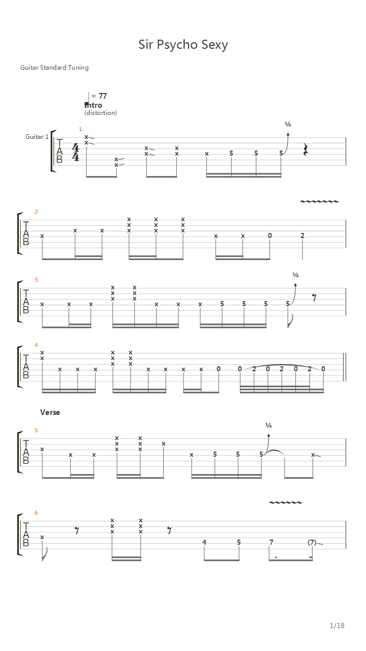 Sir Psycho Sexy吉他谱