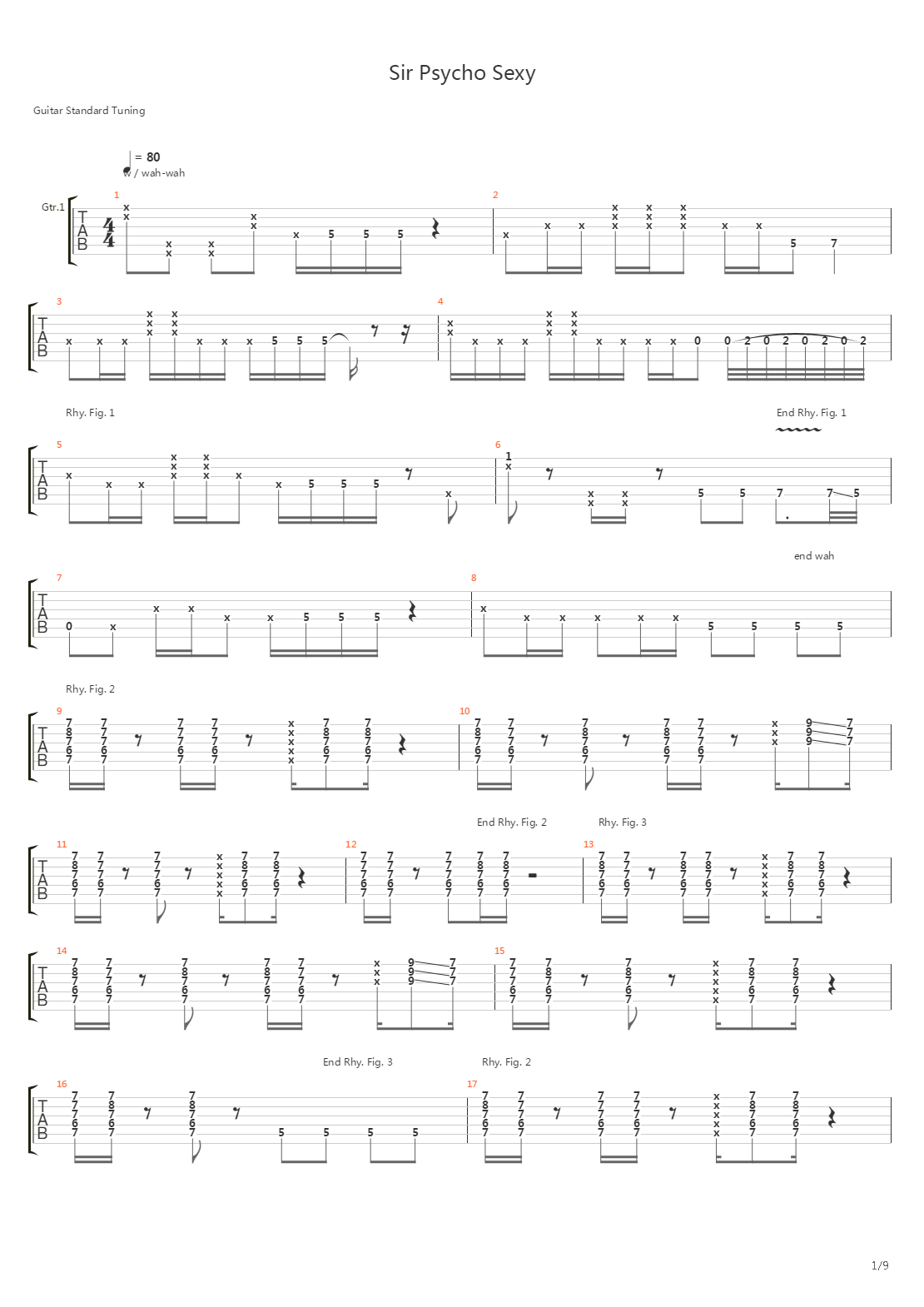 Sir Psycho Sexy吉他谱