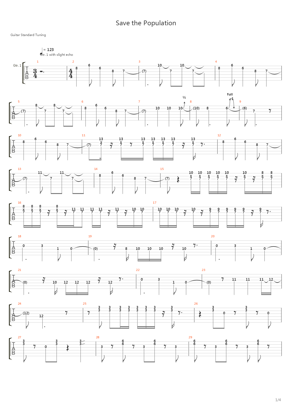 Save The Population吉他谱