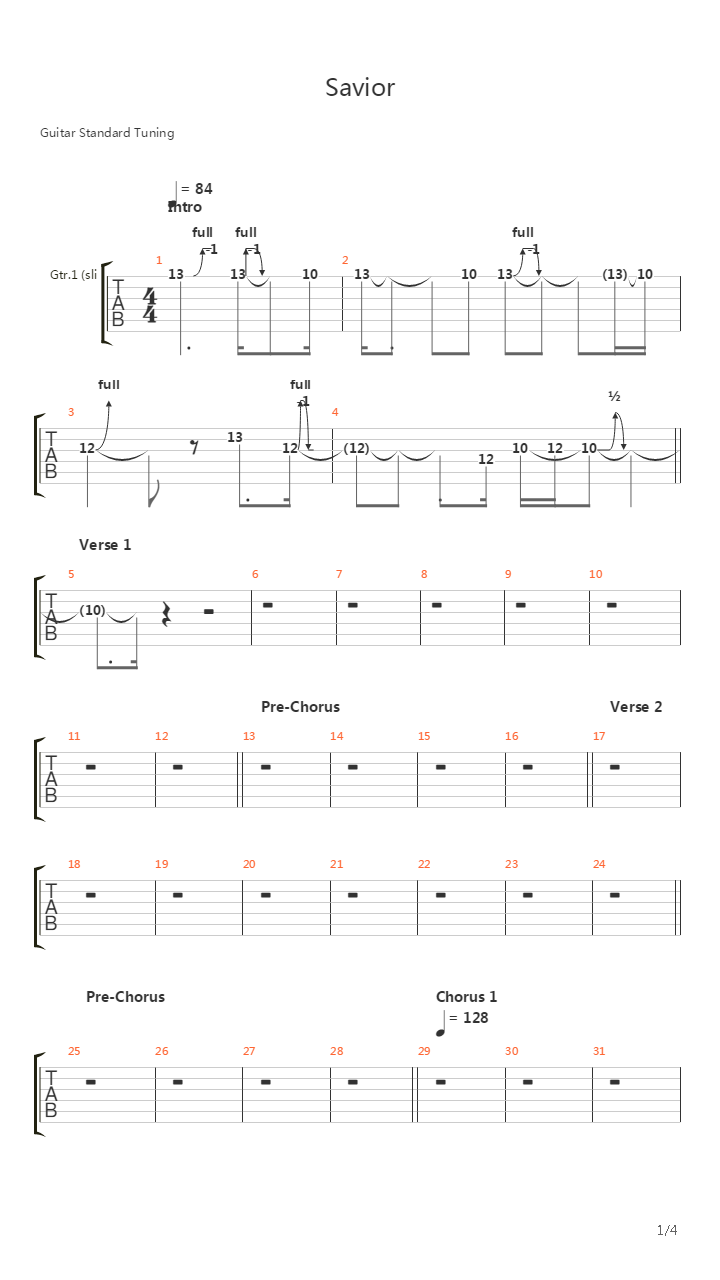 Saviour吉他谱