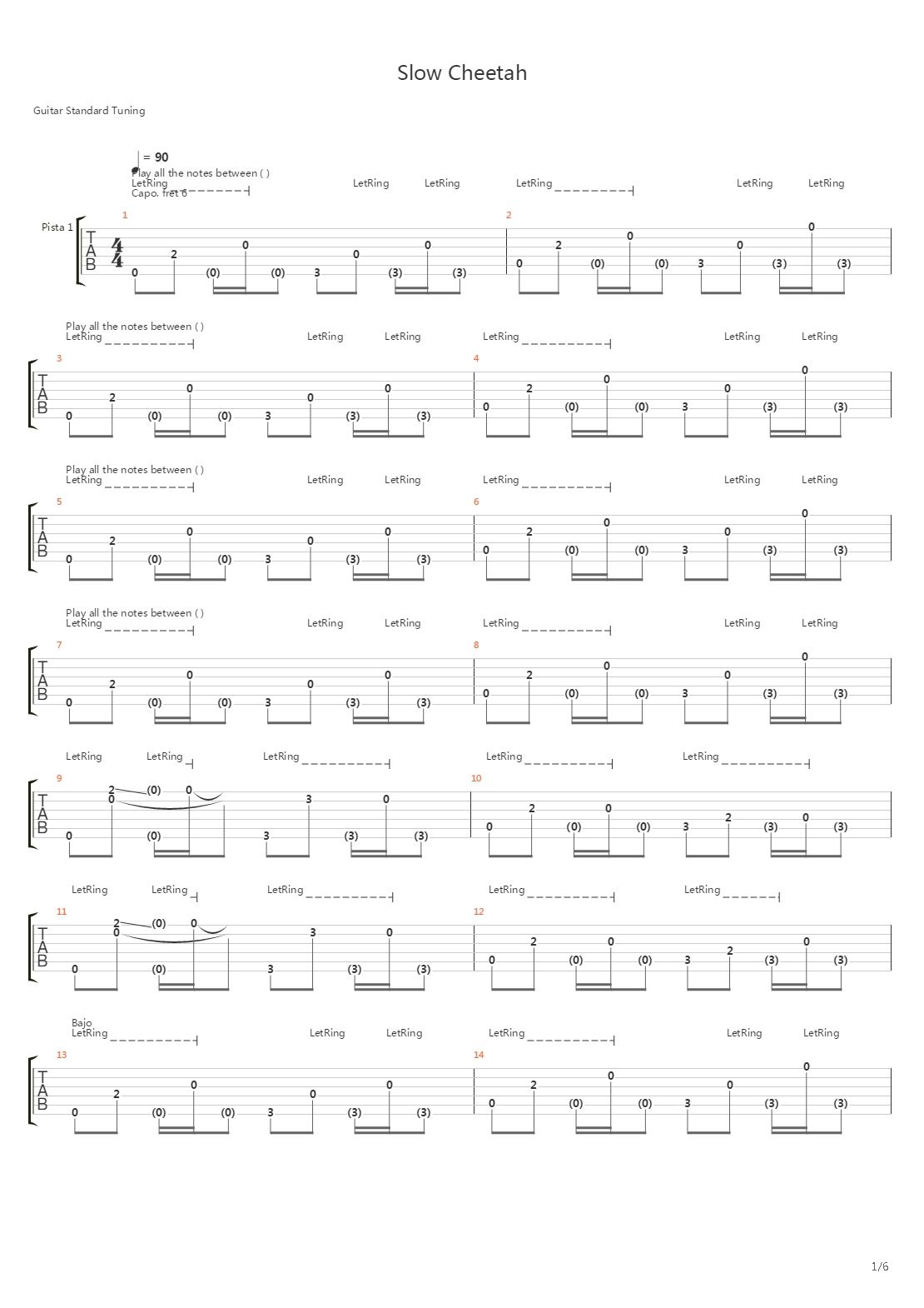 Slow Cheetah吉他谱