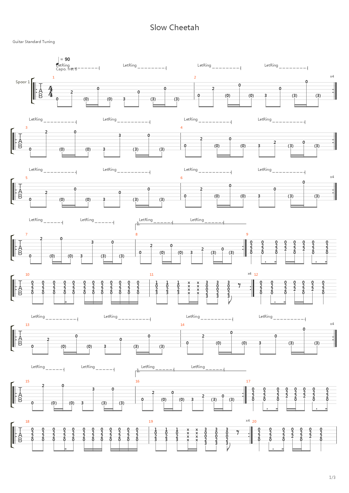 Slow Cheetah吉他谱