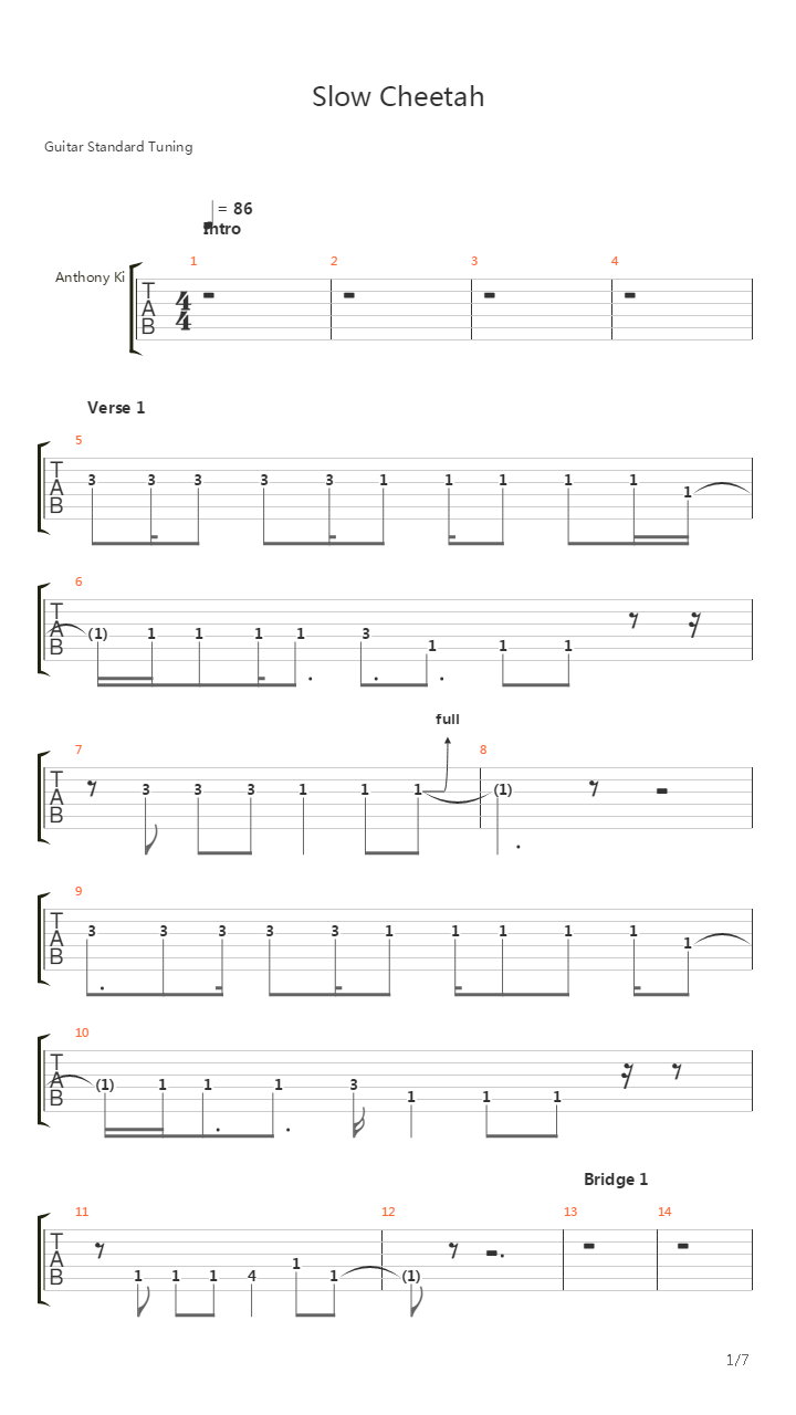 Slow Cheetah(11)吉他谱