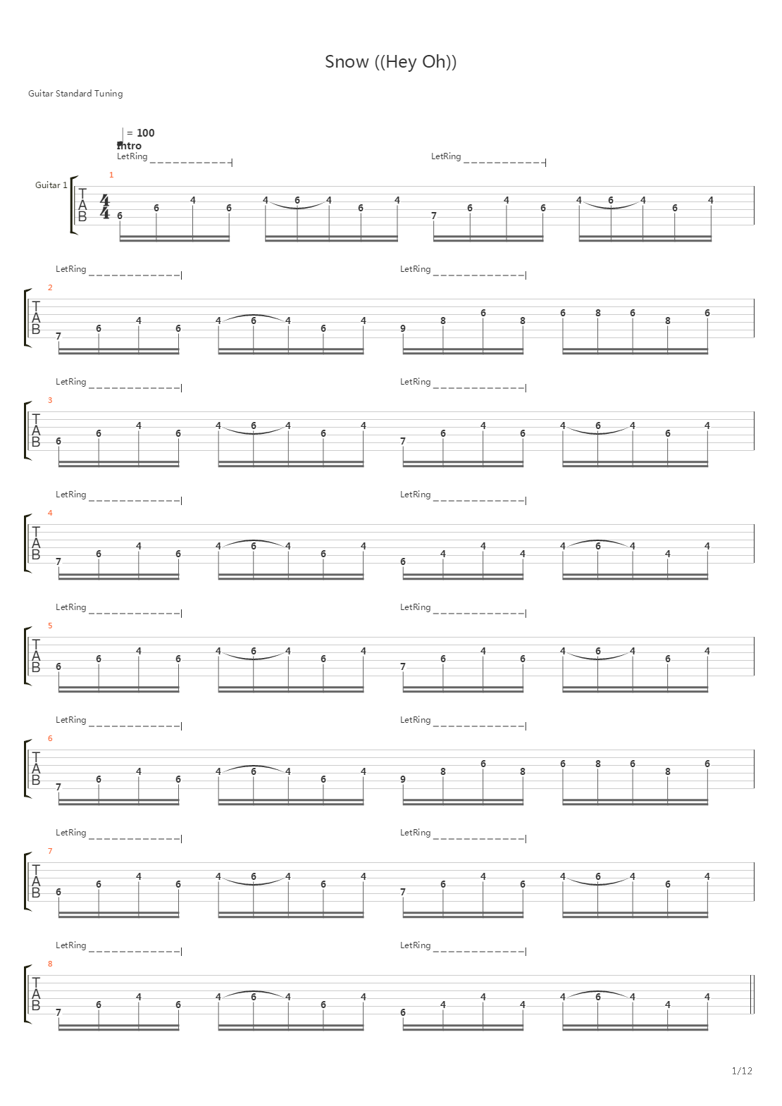 Snow Hey Oh吉他谱