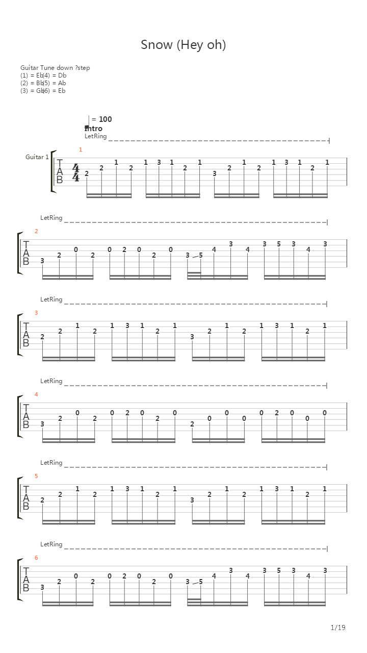 Snow Hey Oh吉他谱