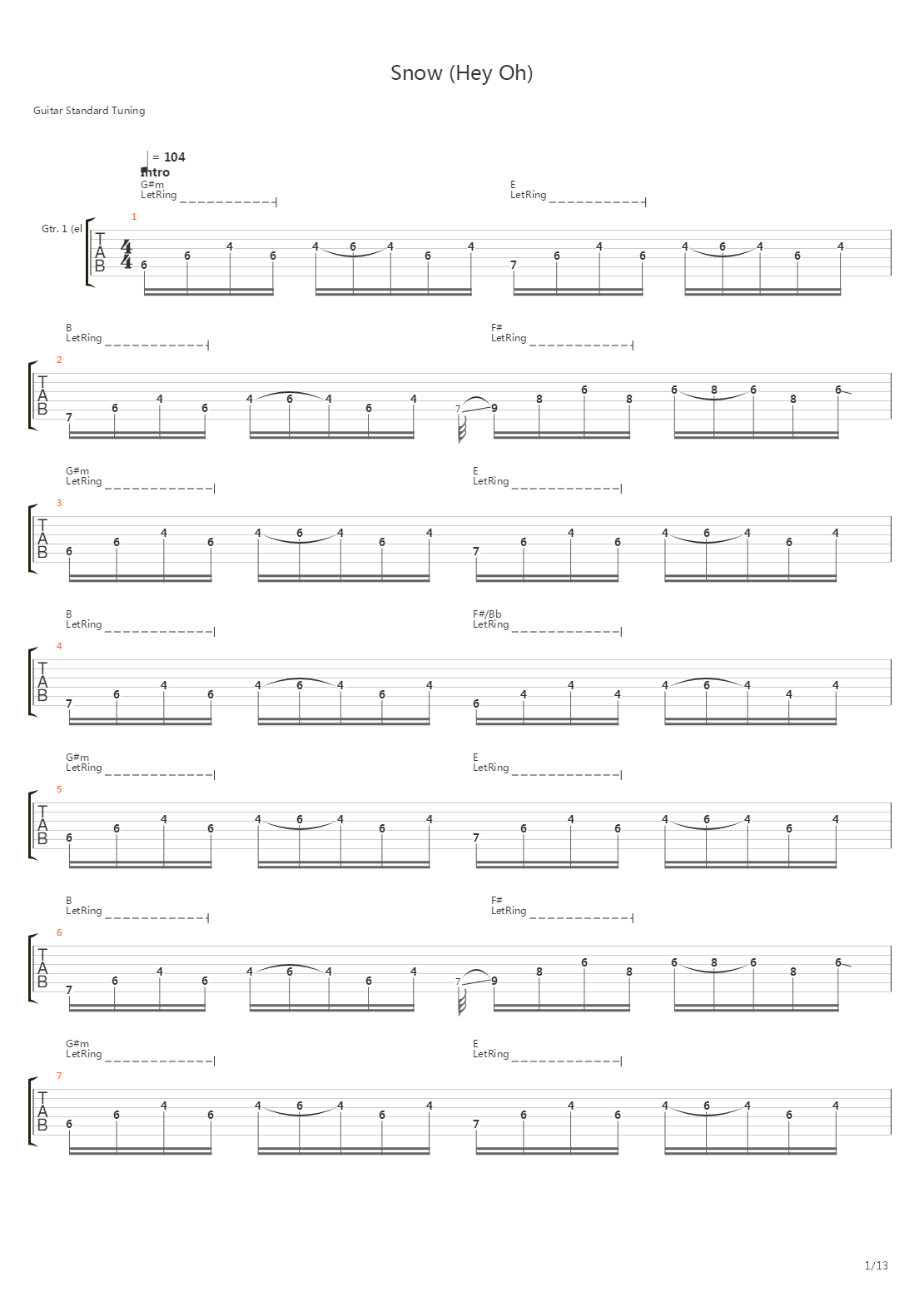 Snow Hey Oh吉他谱