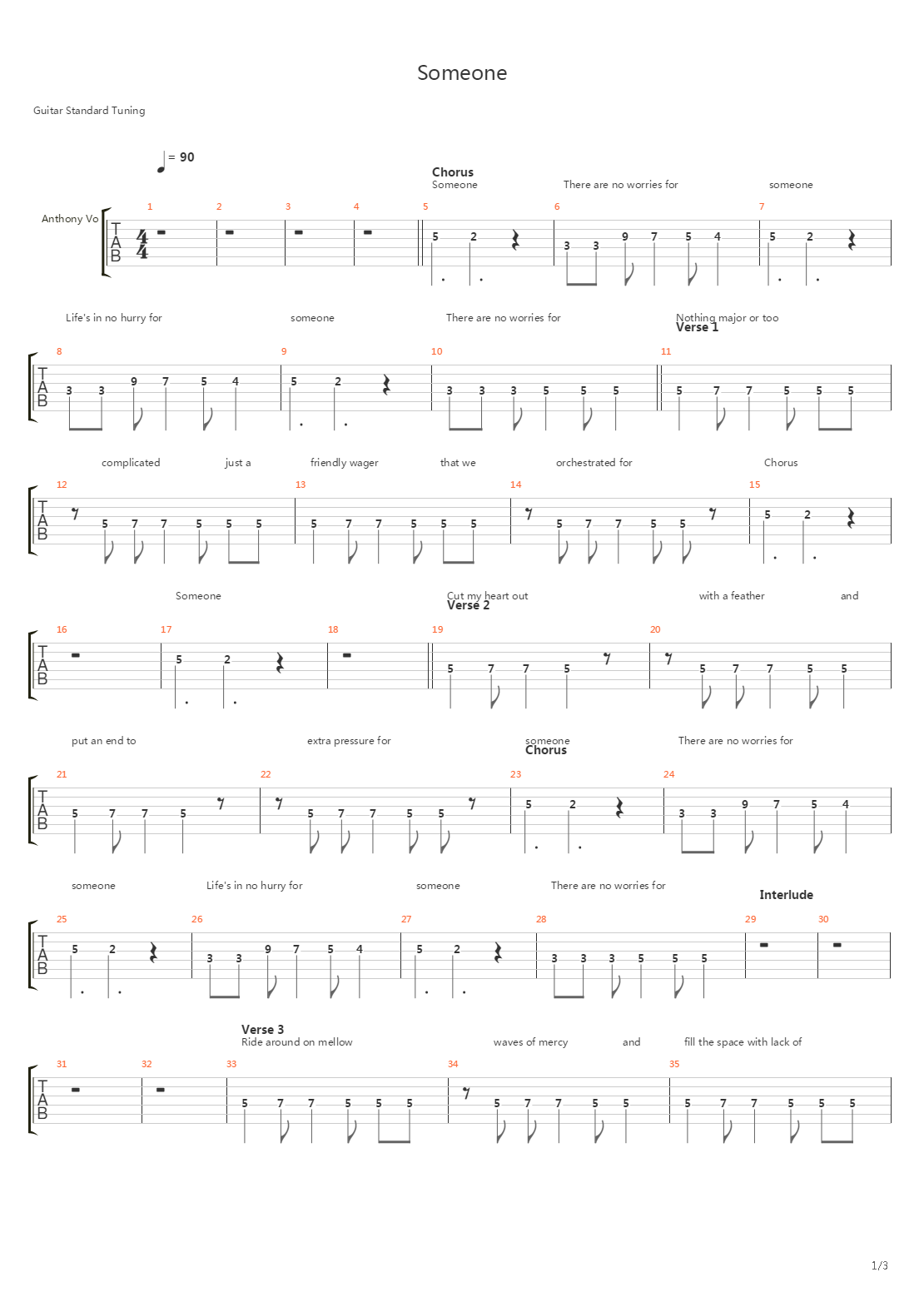 Someone吉他谱