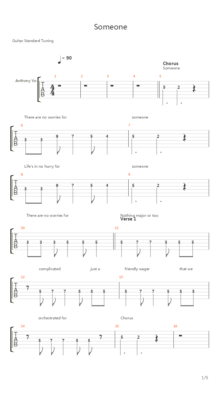 Someone吉他谱