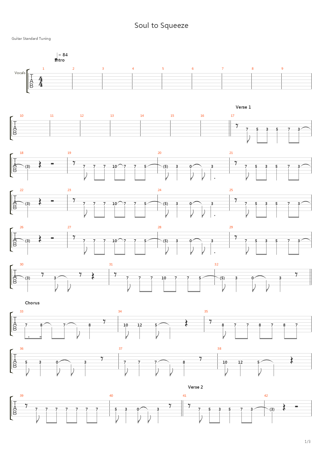Soul To Squeeze吉他谱