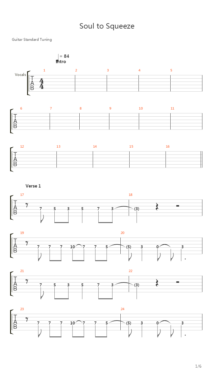 Soul To Squeeze吉他谱