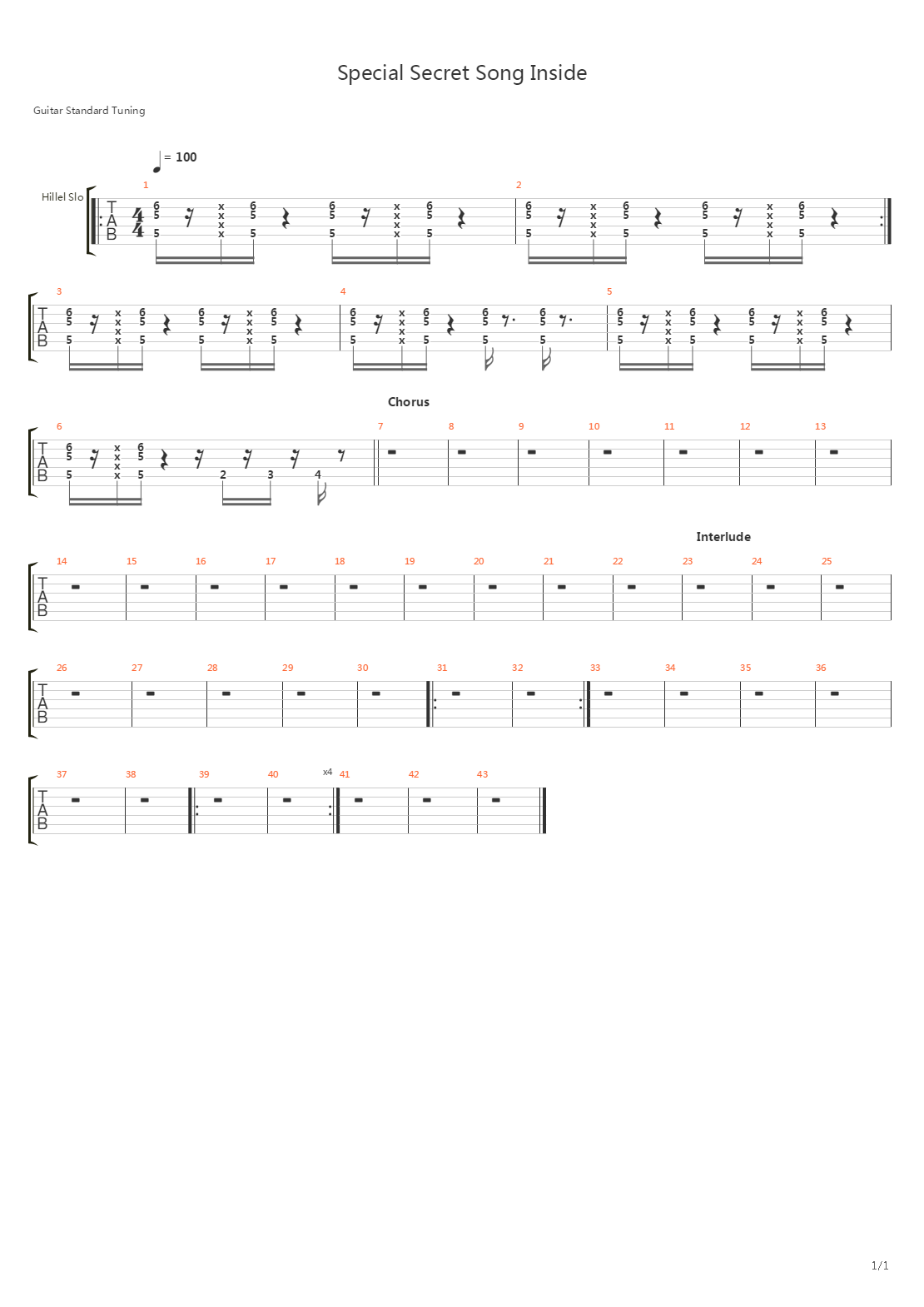 Special Secret Song Inside吉他谱