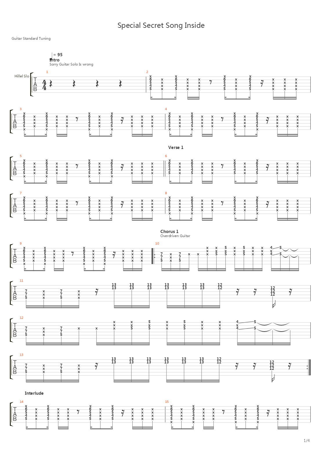 Special Secret Song Inside吉他谱