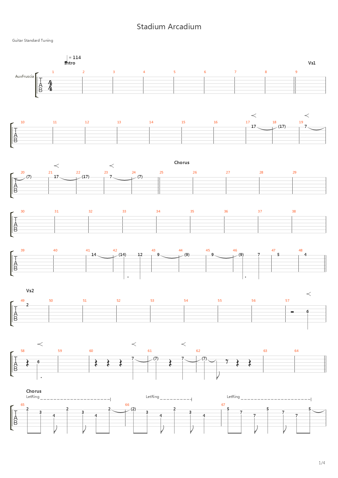 Stadium Arcadium吉他谱
