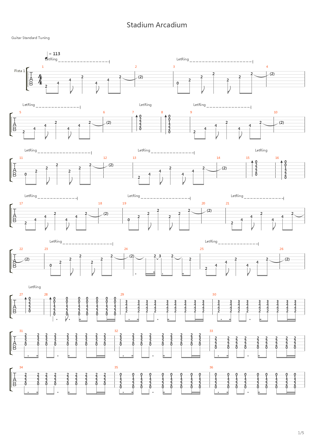 Stadium Arcadium吉他谱