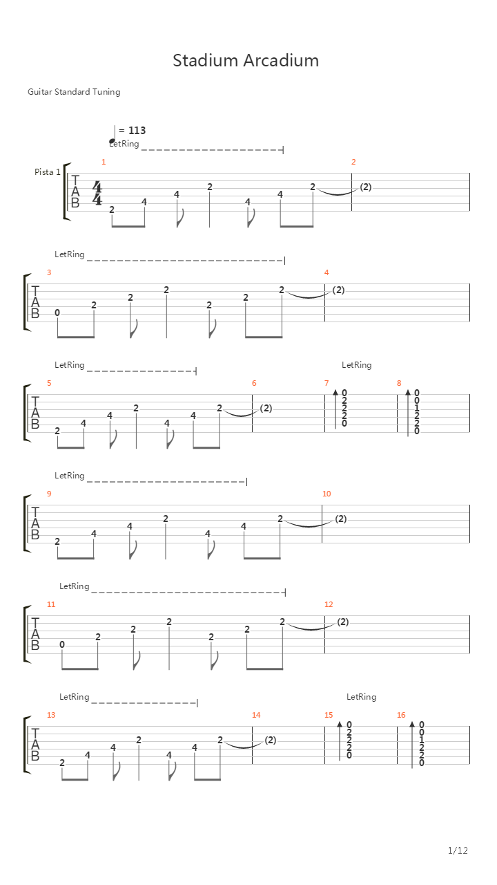 Stadium Arcadium吉他谱