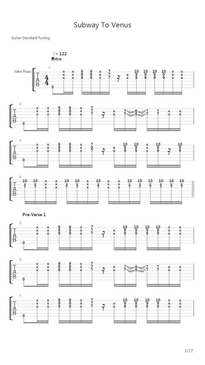 Subway To Venus吉他谱