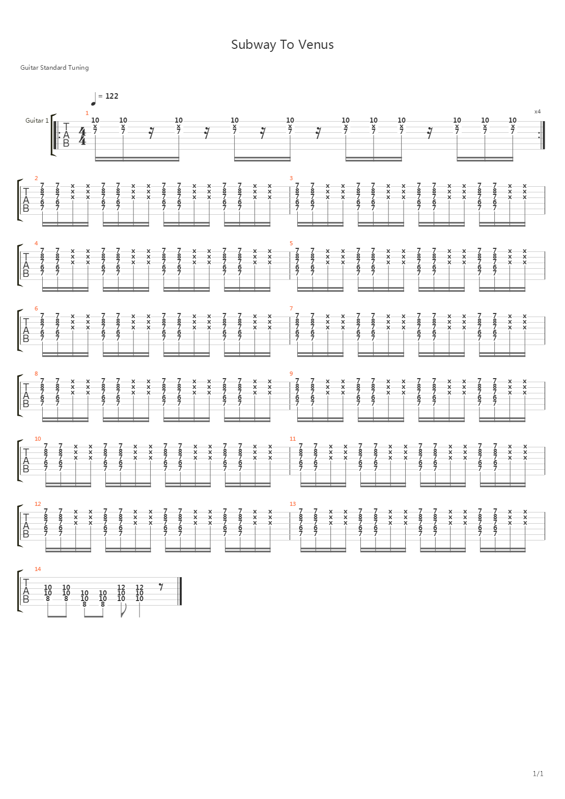 Subway To Venus吉他谱