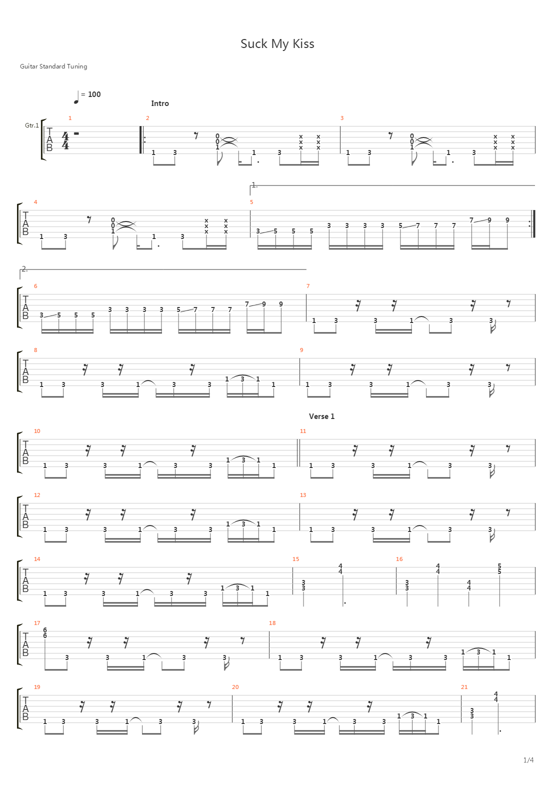 Suck My Kiss吉他谱