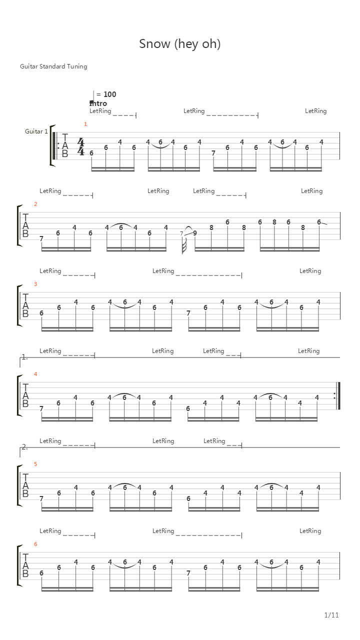 Snow Hey Oh吉他谱