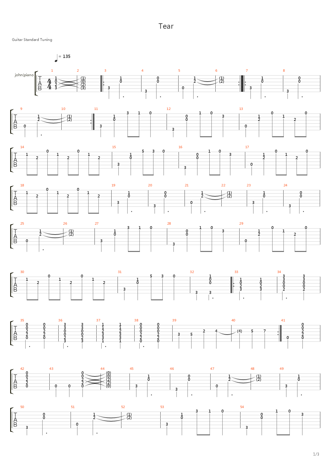 Tear吉他谱