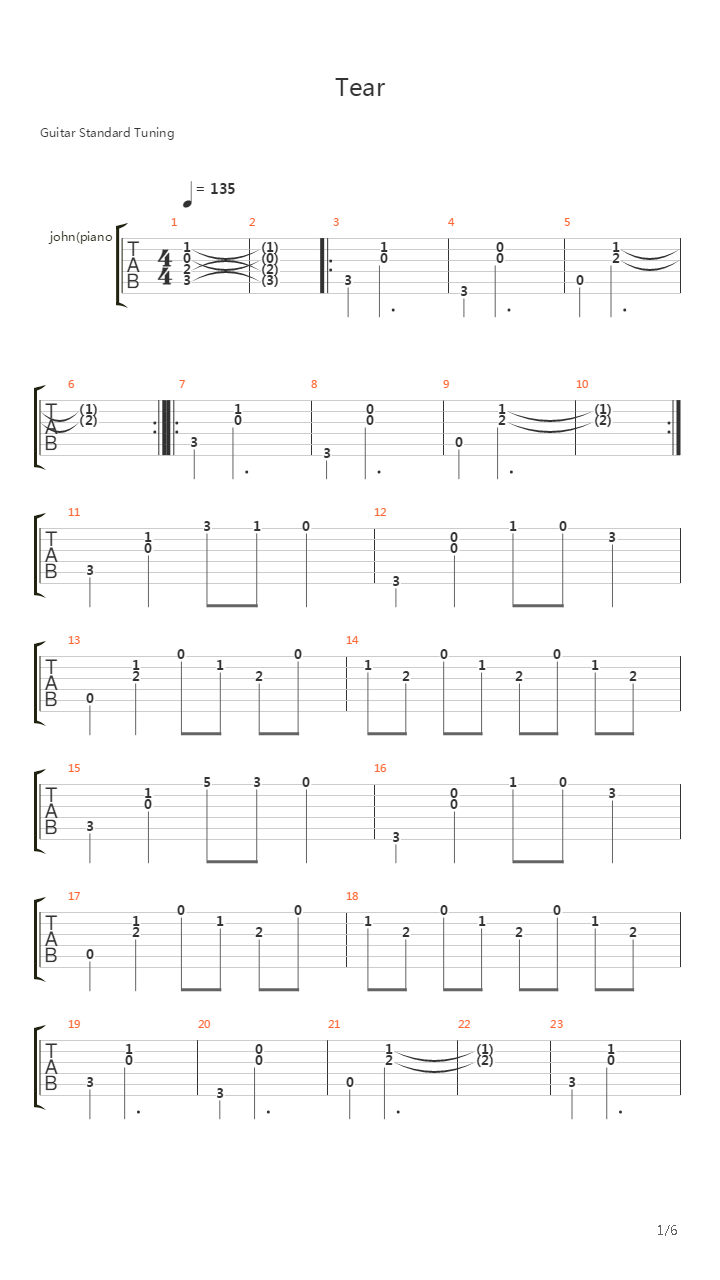 Tear吉他谱