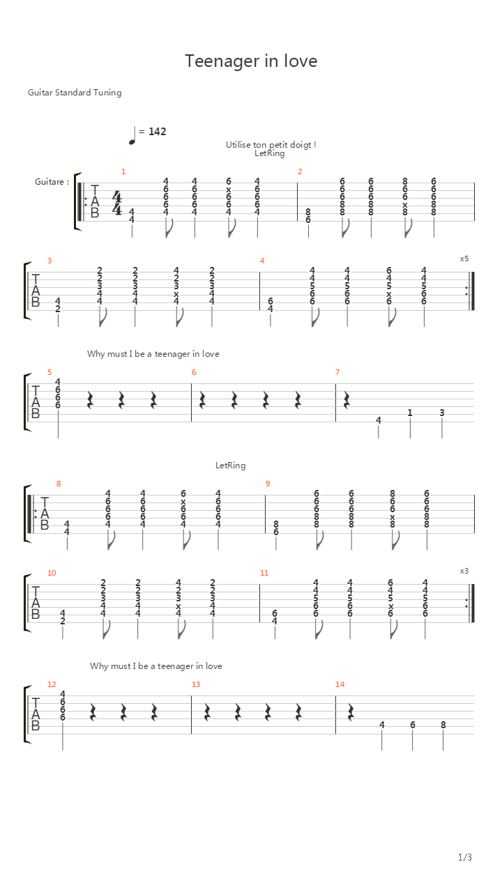 Teenager In Love吉他谱