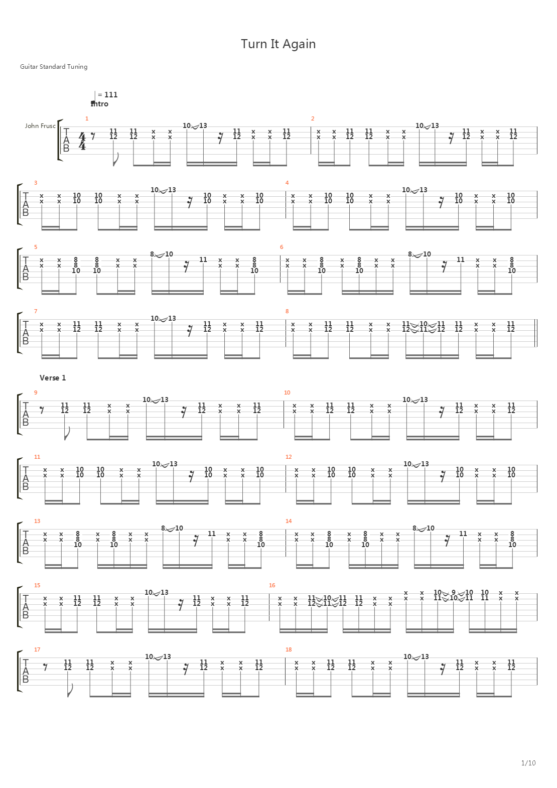 Turn It Again吉他谱