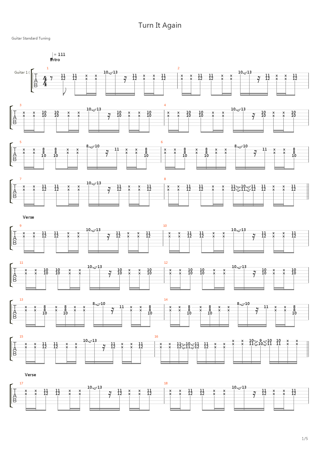 Turn It Again吉他谱